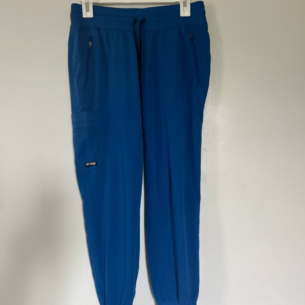 Grey's Anatomy Spandex Stretch Blue 5-Pocket Jogger Scrubs